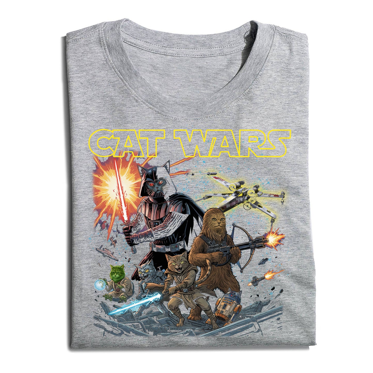 Cat Wars Vintage 90s Graphic Shirt - Funny Cat Warrior T-Shirt