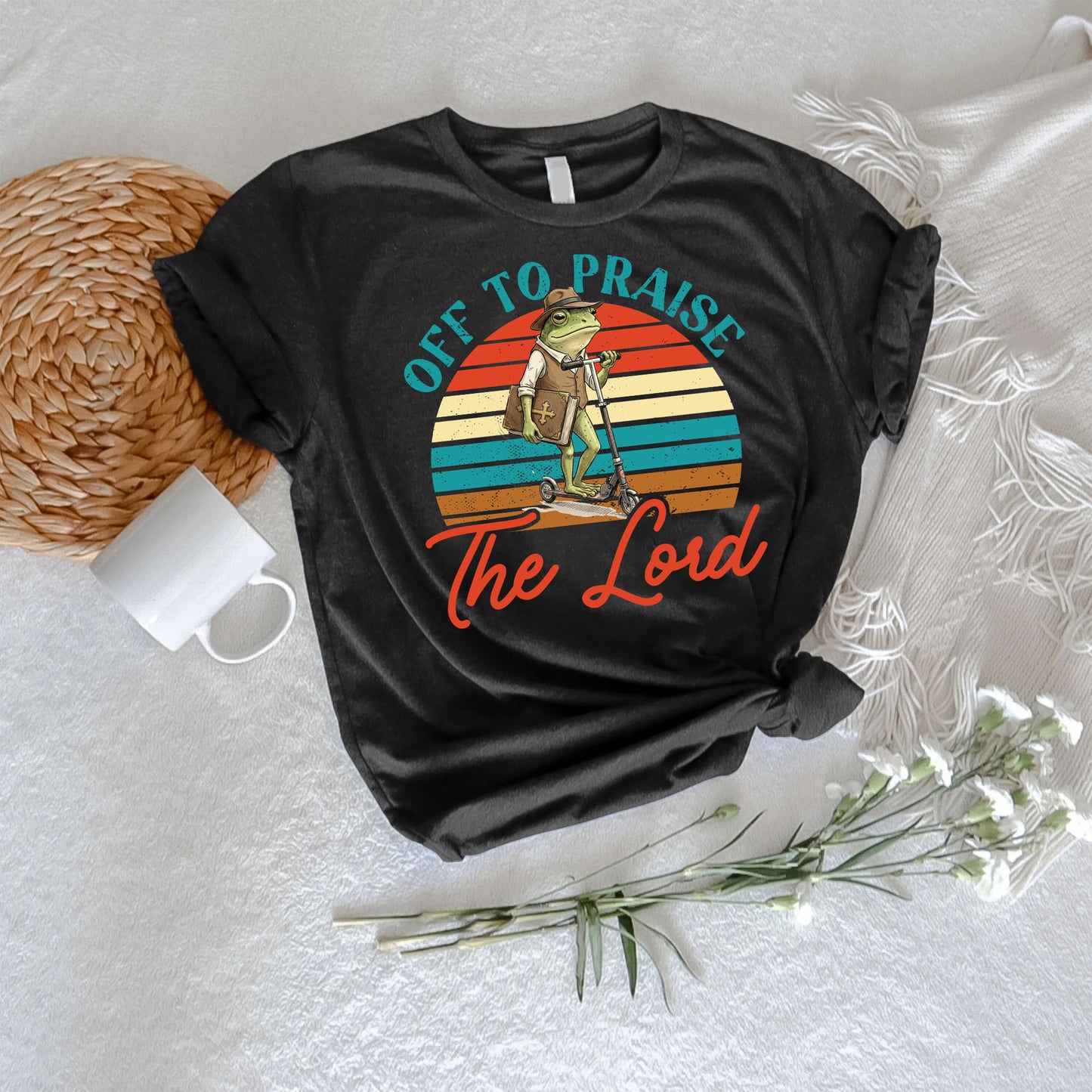 Funny Frog Off To Praise The Lord Bible Study Christian T-Shirt