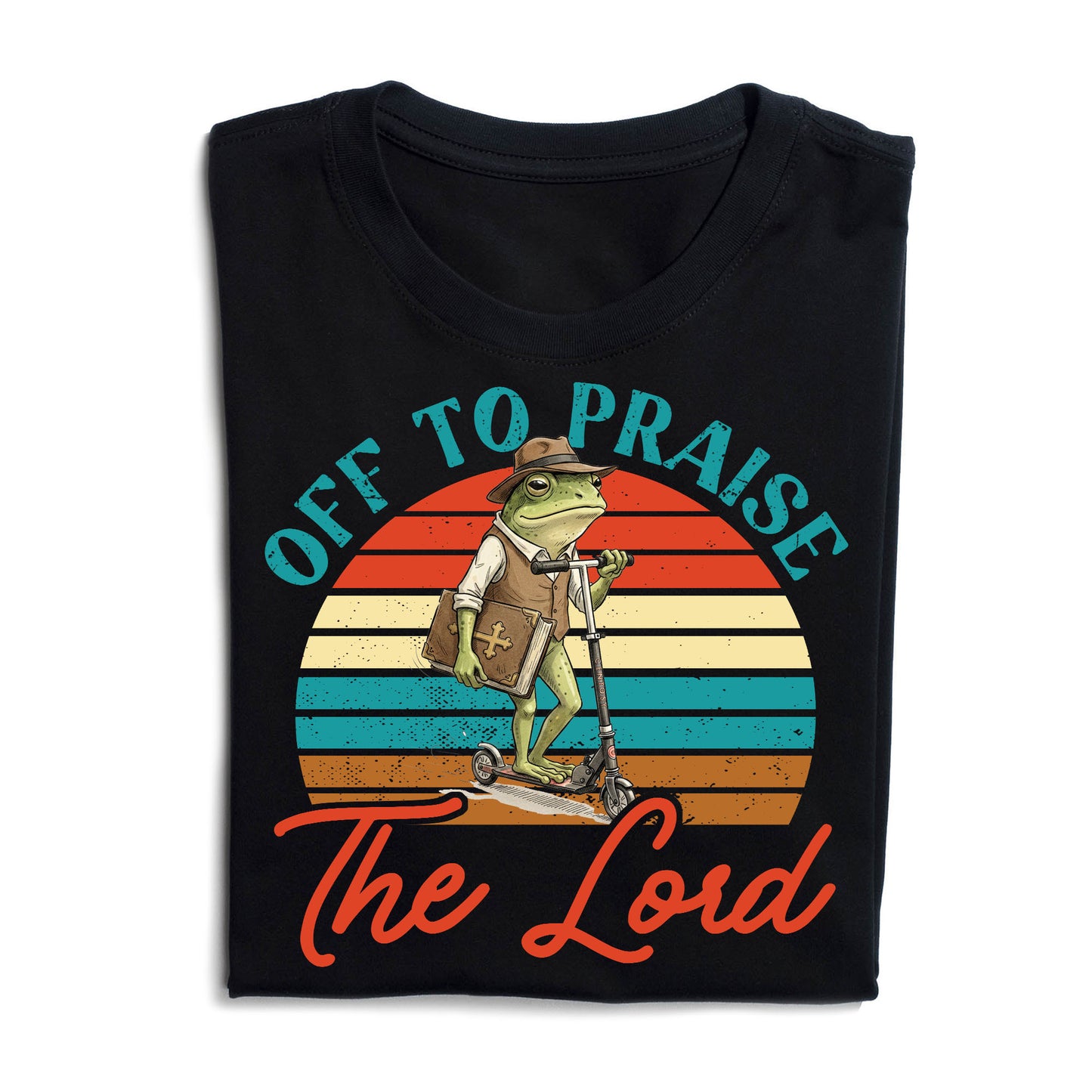 Funny Frog Off To Praise The Lord Bible Study Christian T-Shirt