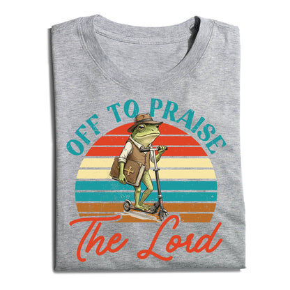 Funny Frog Off To Praise The Lord Bible Study Christian T-Shirt