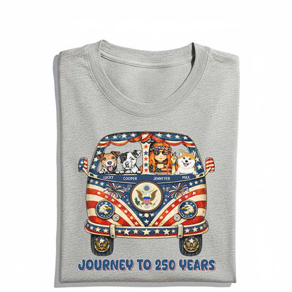 Personalized Hippie Girl Dog America 250th Anniversary Patriotic T-Shirt