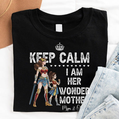 Personalized Mother and Daughter Warrior Keep Calm I Am Her Wonder Mother T-Shirt