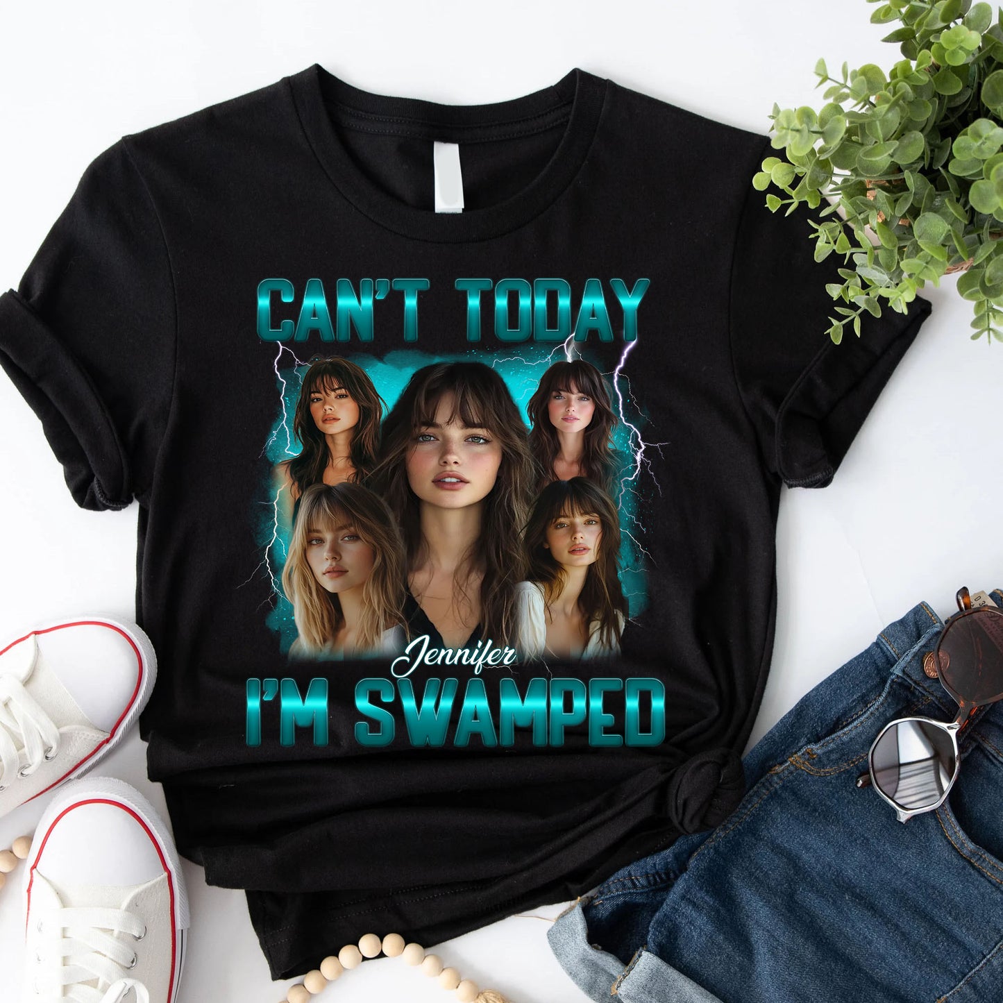 Personalized Photo Can't Today I'm Swamped T-Shirt