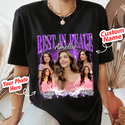 Personalized Photo Memorial Rest In Peace T-Shirt