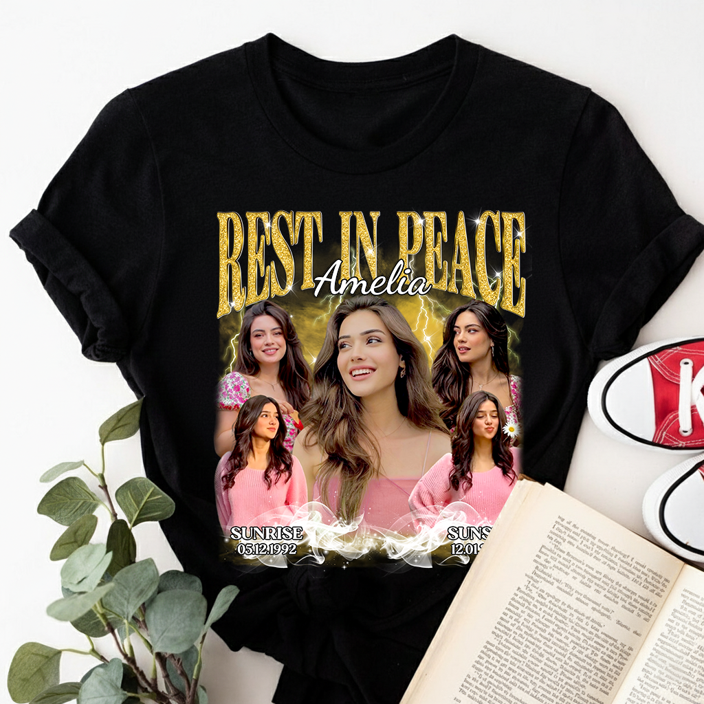 Personalized Photo Memorial Rest In Peace T-Shirt