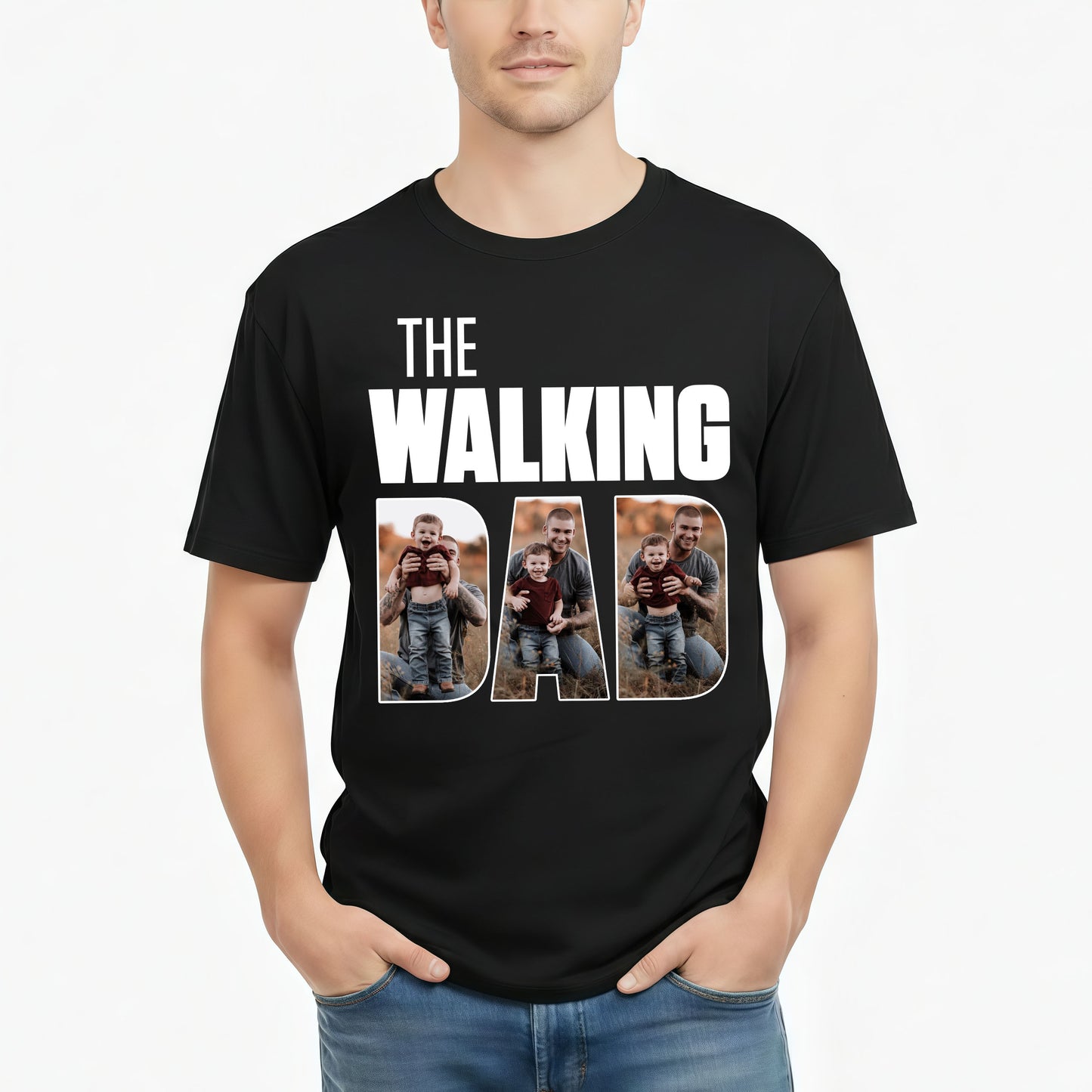 Personalized Photo The Walking Dad T-Shirt