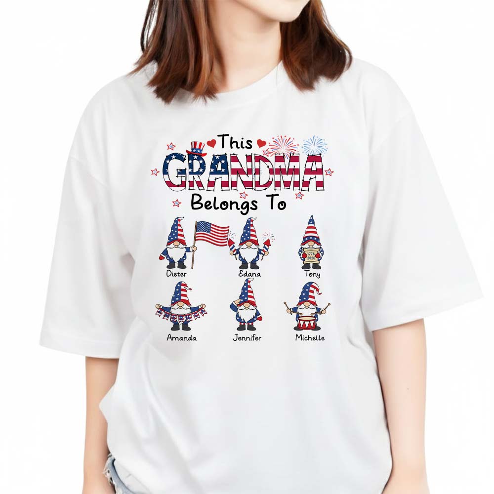 Personalized This Grandma Belongs To Patriotic Gnome America 250th Anniversary T-Shirt