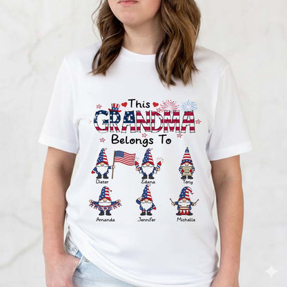 Personalized This Grandma Belongs To Patriotic Gnome America 250th Anniversary T-Shirt