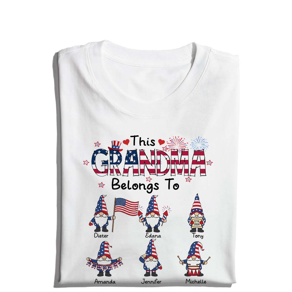 Personalized This Grandma Belongs To Patriotic Gnome America 250th Anniversary T-Shirt