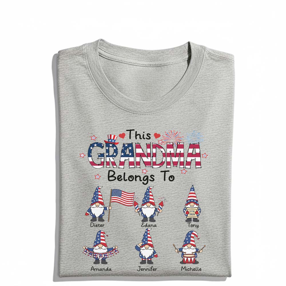 Personalized This Grandma Belongs To Patriotic Gnome America 250th Anniversary T-Shirt