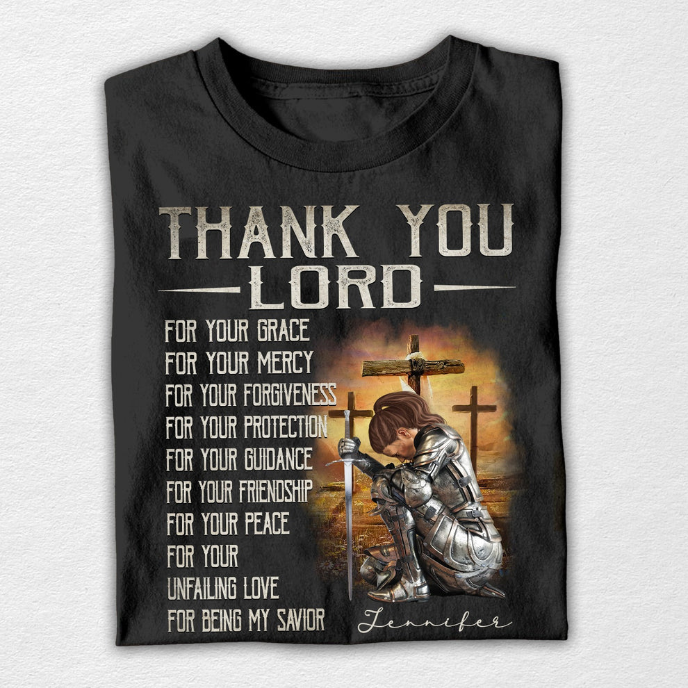 Personalized Warrior of God Thank You Lord For Your Grace T-Shirt