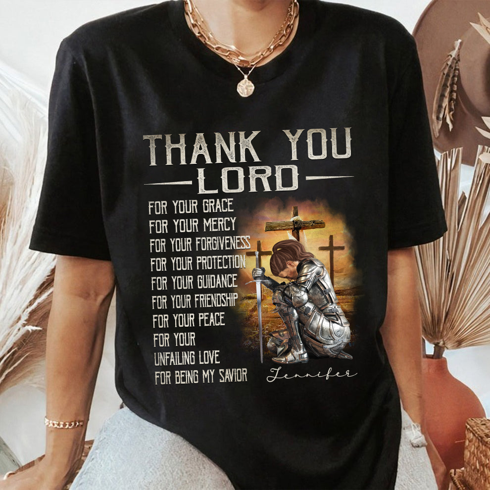 Personalized Warrior of God Thank You Lord For Your Grace T-Shirt