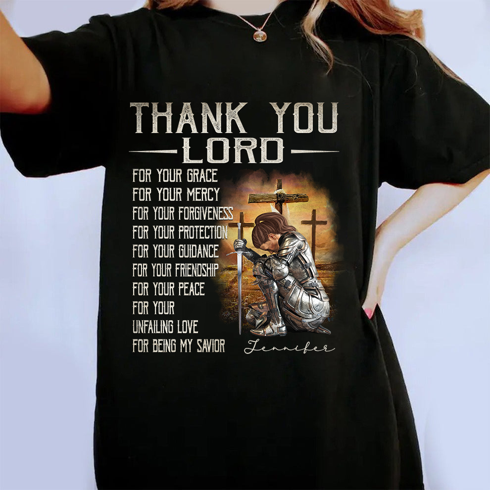 Personalized Warrior of God Thank You Lord For Your Grace T-Shirt