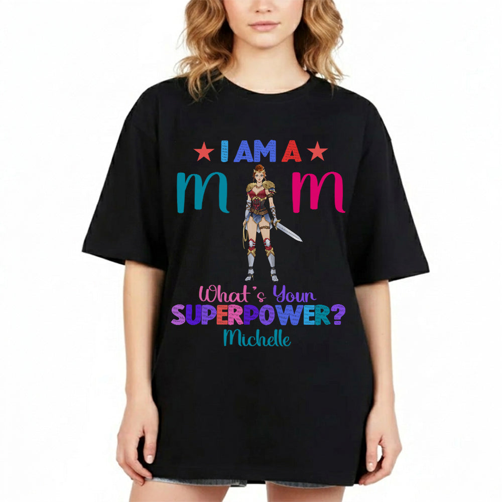 Personalized Wonder Woman Warrior I Am A Mom What's Your Superpower T-Shirt