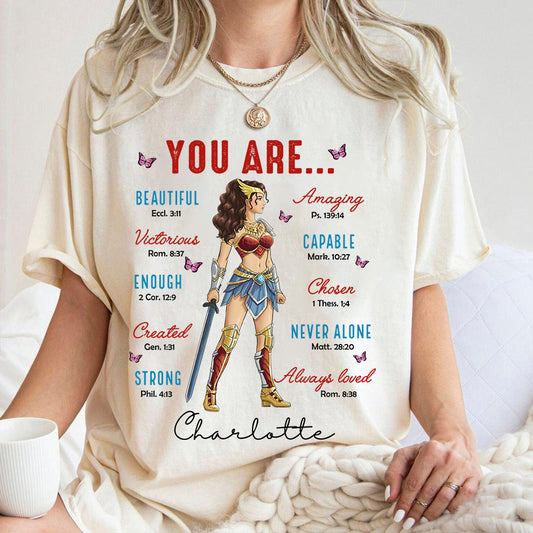 Personalized Wonder Woman Warrior You Are Beautiful Amazing Victorious Capable T-Shirt