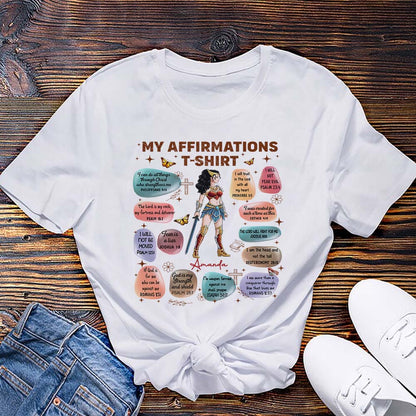 Personalized Wonder Woman Warrior of God Bible Verse Affirmation I Can Do All Things Through Christ T-Shirt