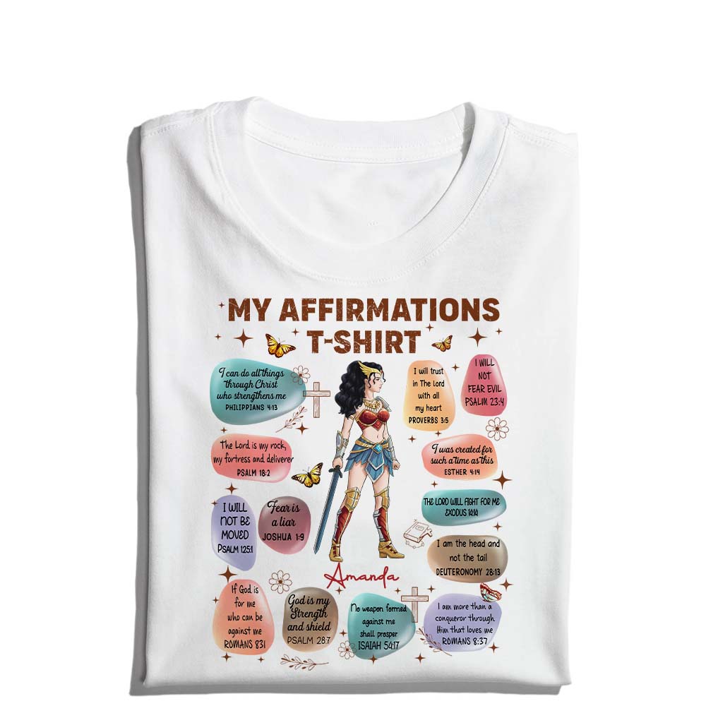 Personalized Wonder Woman Warrior of God Bible Verse Affirmation I Can Do All Things Through Christ T-Shirt