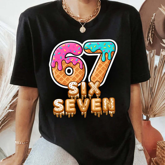 Six Seven Ice Cream Drip Gen Alpha Slang Meme 67 T-Shirt