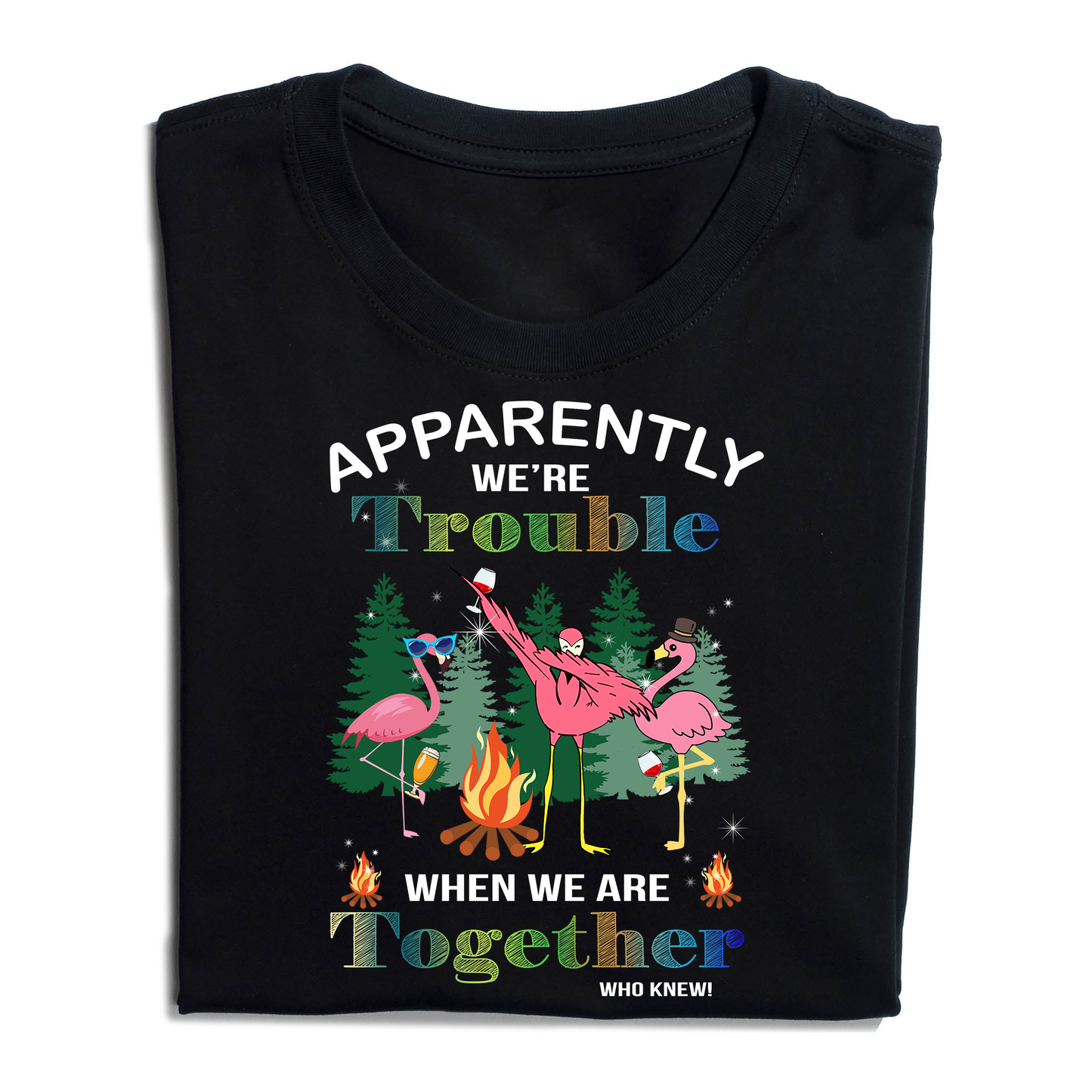 Funny Flamingo Camping Apparently We're Trouble When We Are Together T-Shirt