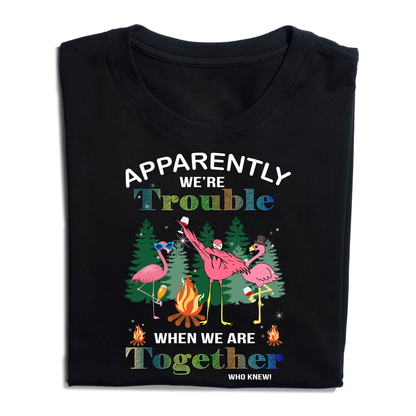 Funny Flamingo Camping Apparently We're Trouble When We Are Together T-Shirt