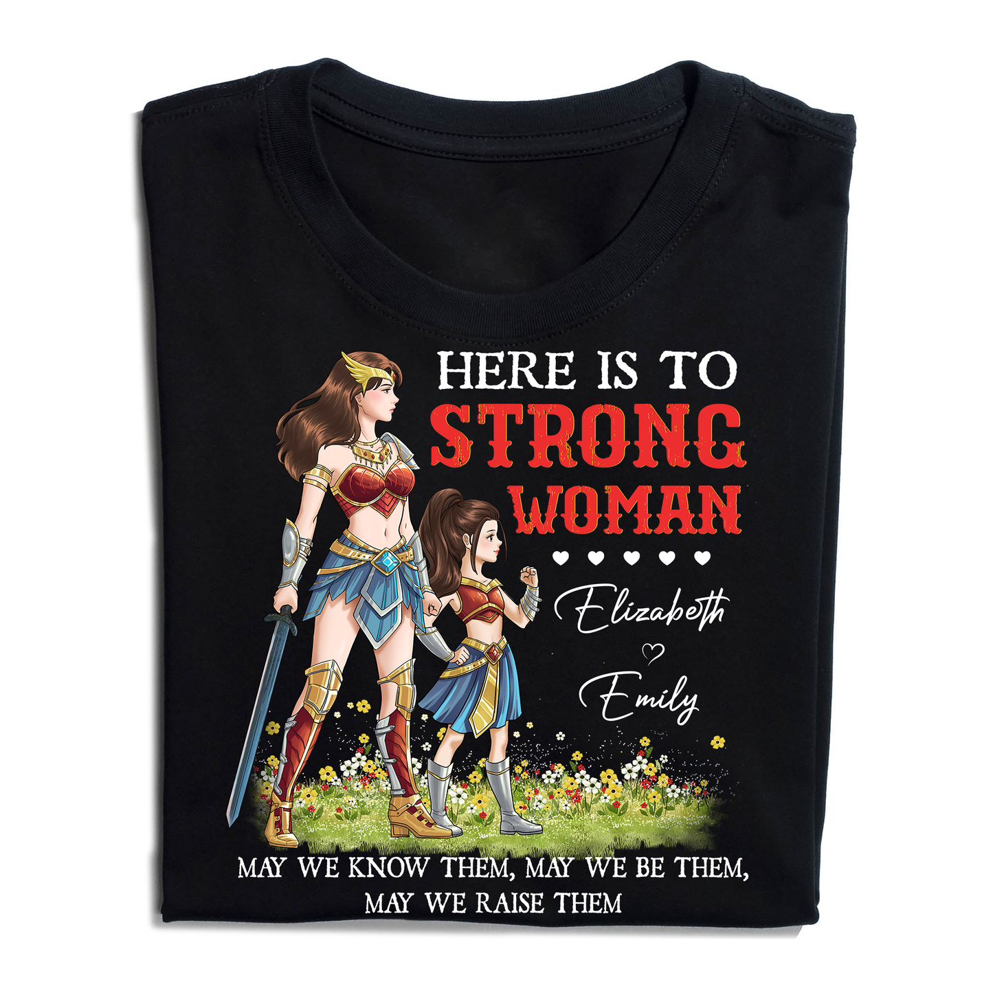 Personalized Mother and Daughter Warrior Here Is To Strong Woman T-Shirt