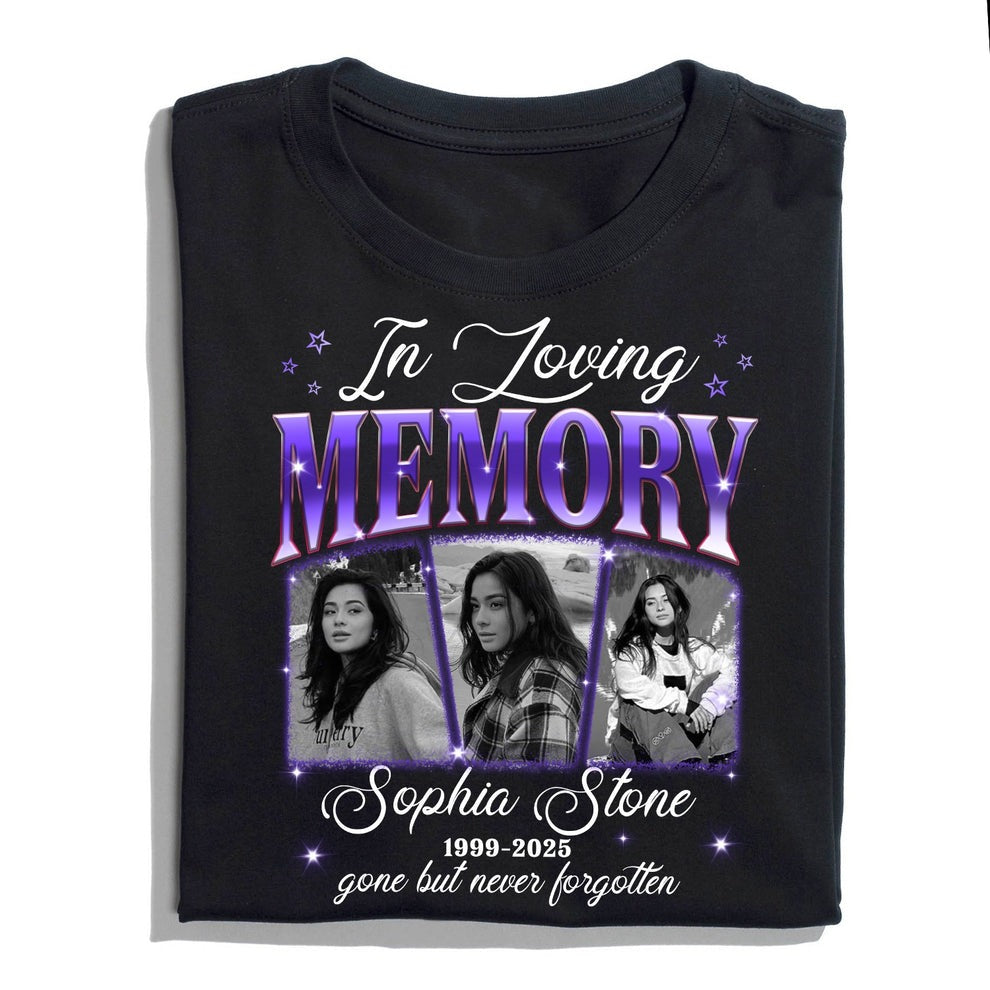 Personalized Memorial Photo In Loving Memory Gone but Never Forgotten T-Shirt