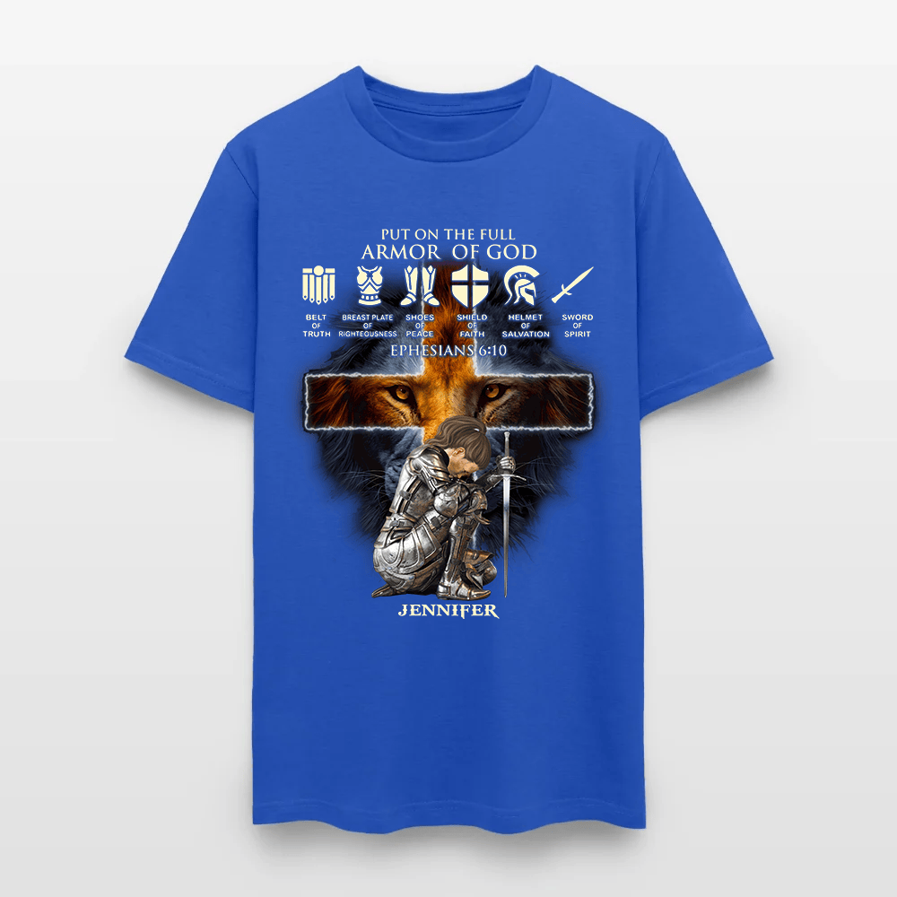 Personalized Woman Warrior of God Put On The Full Armor of God Ephesians 6:10 Christian T-Shirt