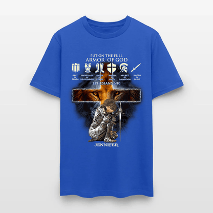 Personalized Woman Warrior of God Put On The Full Armor of God Ephesians 6:10 Christian T-Shirt
